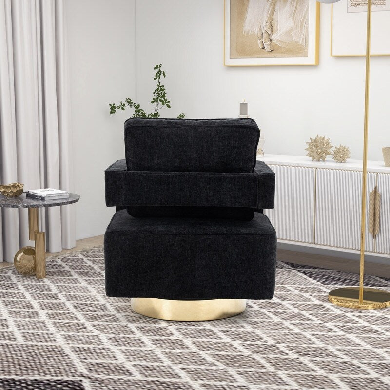 30.7"W Swivel Accent Open Back Chair Modern Comfy Sofa Chair With Gold Stainless Steel Base For Nursery Living Room
