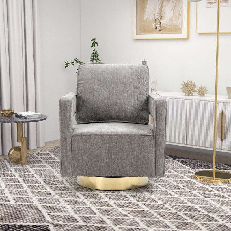 30.7"W Swivel Accent Open Back Chair Modern Comfy Sofa Chair With Gold Stainless Steel Base For Nursery Living Room