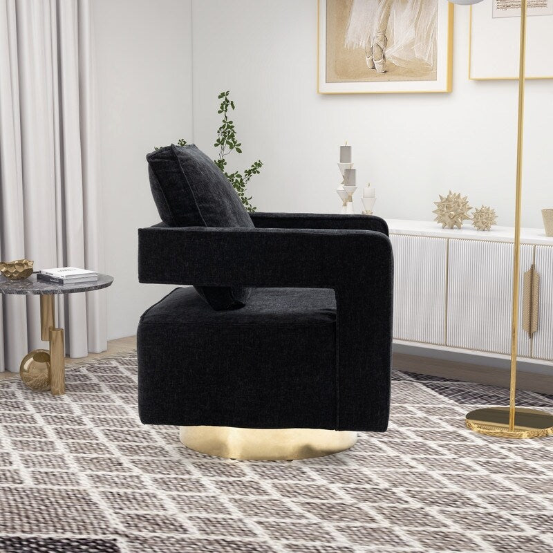 30.7"W Swivel Accent Open Back Chair Modern Comfy Sofa Chair With Gold Stainless Steel Base For Nursery Living Room
