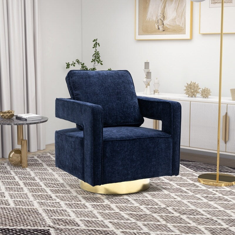 30.7"W Swivel Accent Open Back Chair Modern Comfy Sofa Chair With Gold Stainless Steel Base For Nursery Living Room