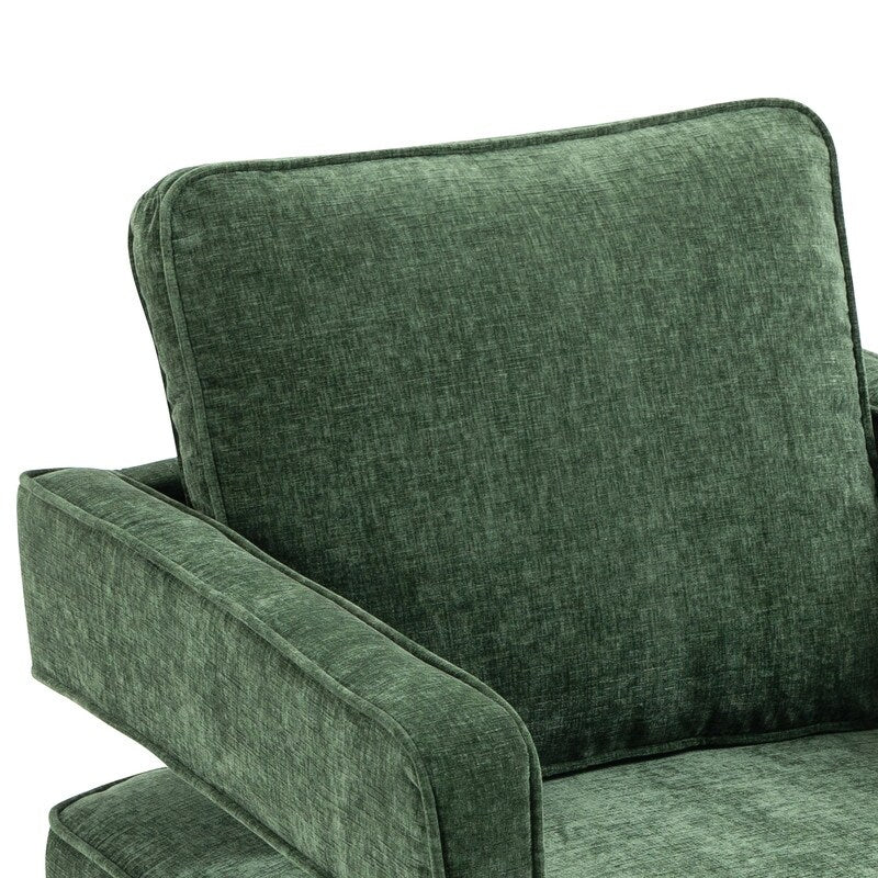 30.7"W Swivel Accent Open Back Chair Modern Comfy Sofa Chair With Gold Stainless Steel Base For Nursery Living Room