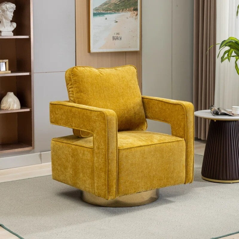 30.7"W Swivel Accent Open Back Chair Modern Comfy Sofa Chair With Gold Stainless Steel Base For Nursery Living Room