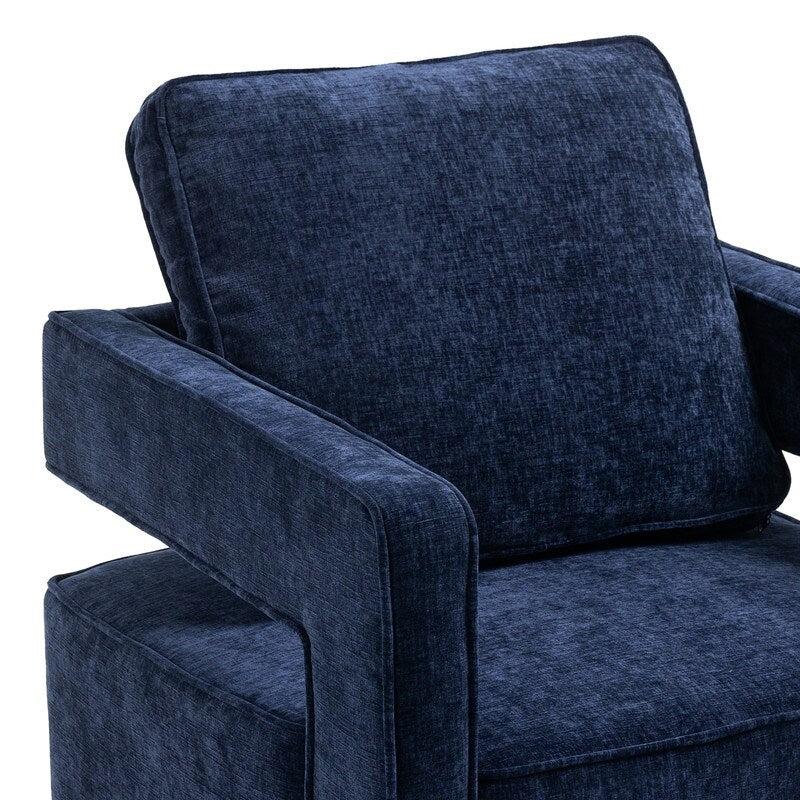 30.7"W Swivel Accent Open Back Chair Modern Comfy Sofa Chair With Gold Stainless Steel Base For Nursery Living Room