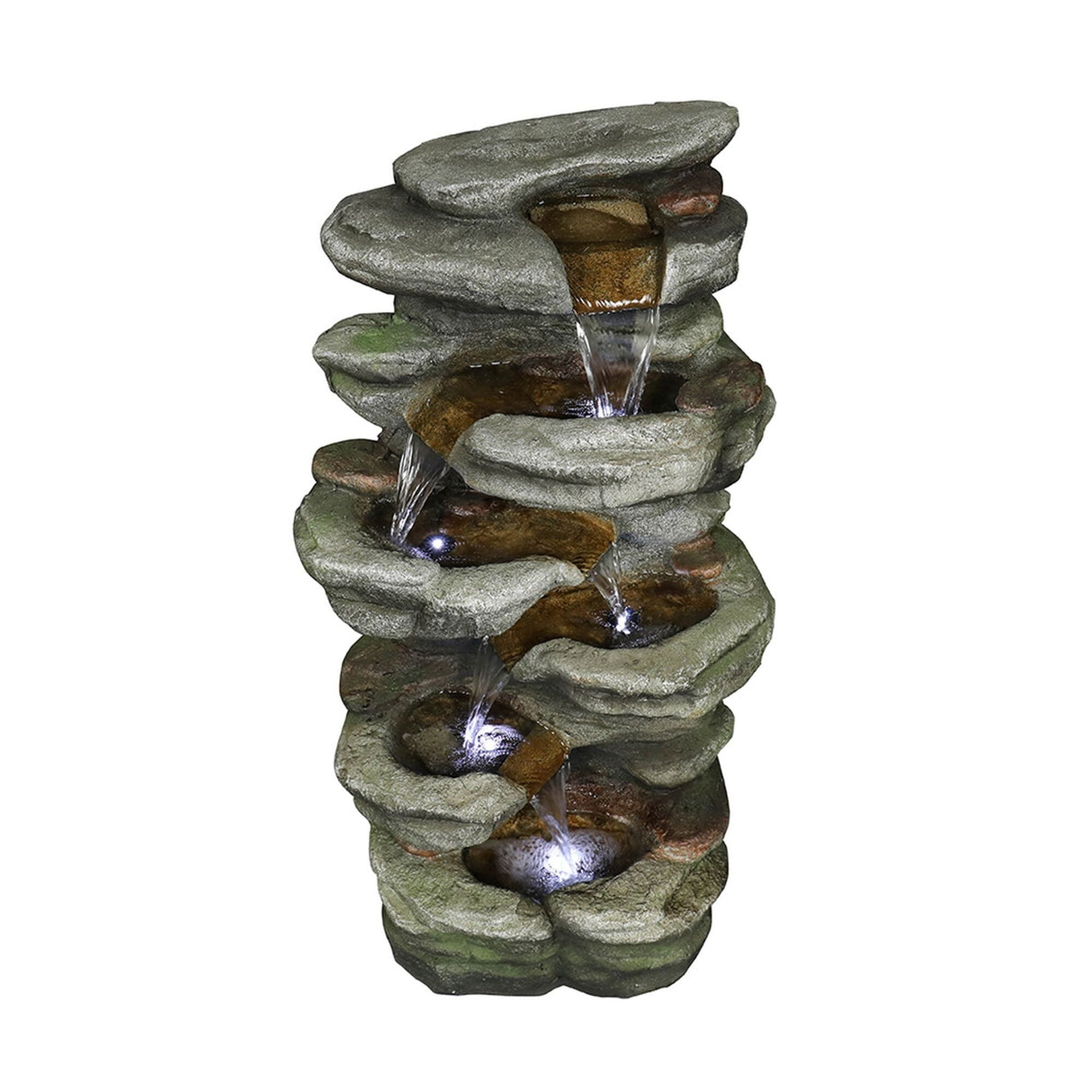 30.7'' Rock Water Fountain Outdoor Resin Fountain with Light