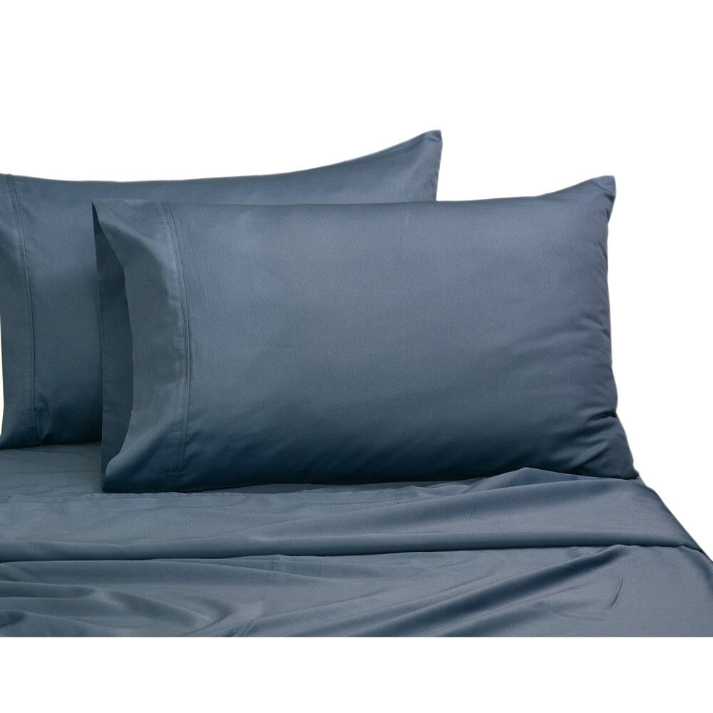300 Thread Count Solid Cotton Sateen Extra Deep Pocket Bed Sheet Set with Oversized Flat Sheet