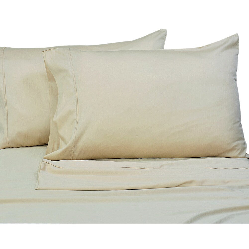 300 Thread Count Solid Cotton Sateen Extra Deep Pocket Bed Sheet Set with Oversized Flat Sheet