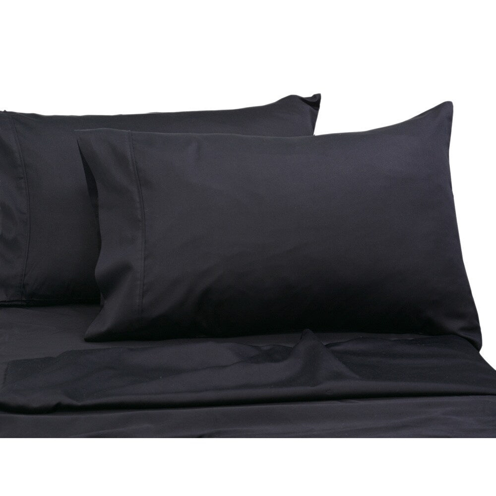 300 Thread Count Solid Cotton Sateen Extra Deep Pocket Bed Sheet Set with Oversized Flat Sheet