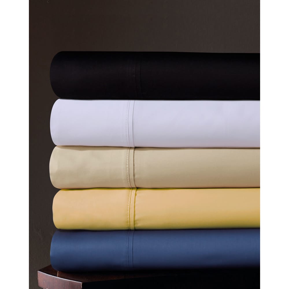 300 Thread Count Solid Cotton Sateen Extra Deep Pocket Bed Sheet Set with Oversized Flat Sheet