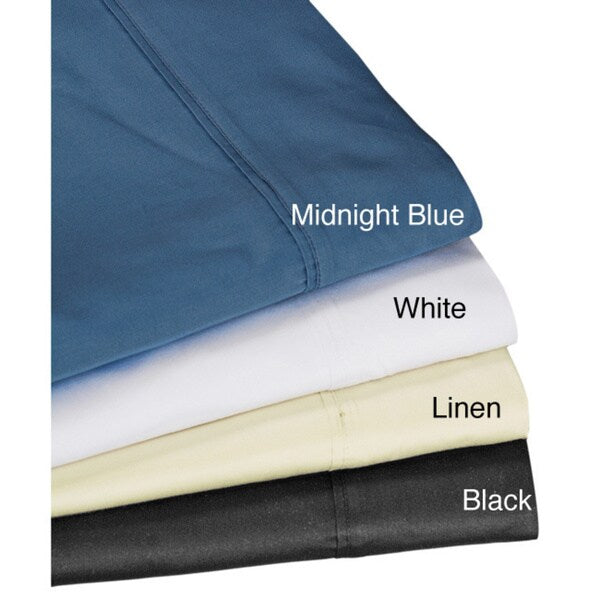 300 Thread Count Solid Cotton Sateen Extra Deep Pocket Bed Sheet Set with Oversized Flat Sheet