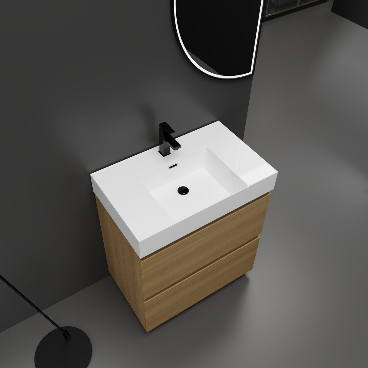 30" Bathroom Vanities with Single Sink Combo, Modern Undermount Bathroom Sink Cabinet with Double drawer,Freestanding