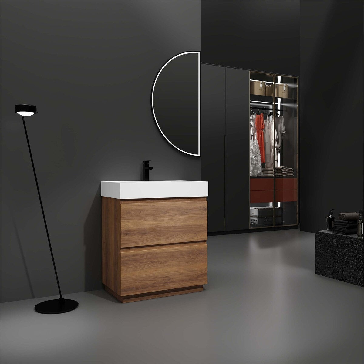 30" Bathroom Vanities with Single Sink Combo,Engineering wood