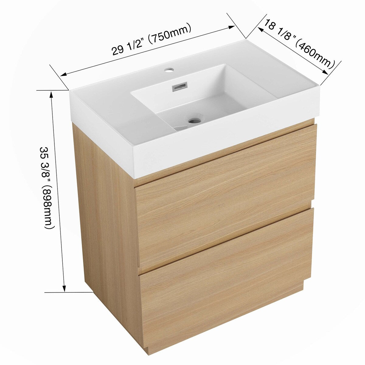 30" Bathroom Vanities with Single Sink Combo,Engineering wood