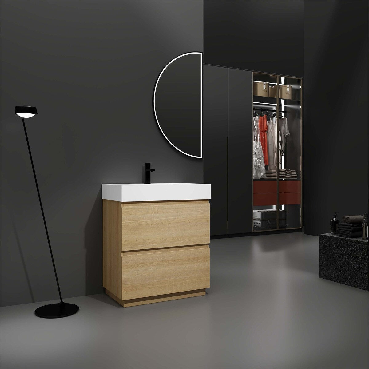 30" Bathroom Vanities with Single Sink Combo,Engineering wood