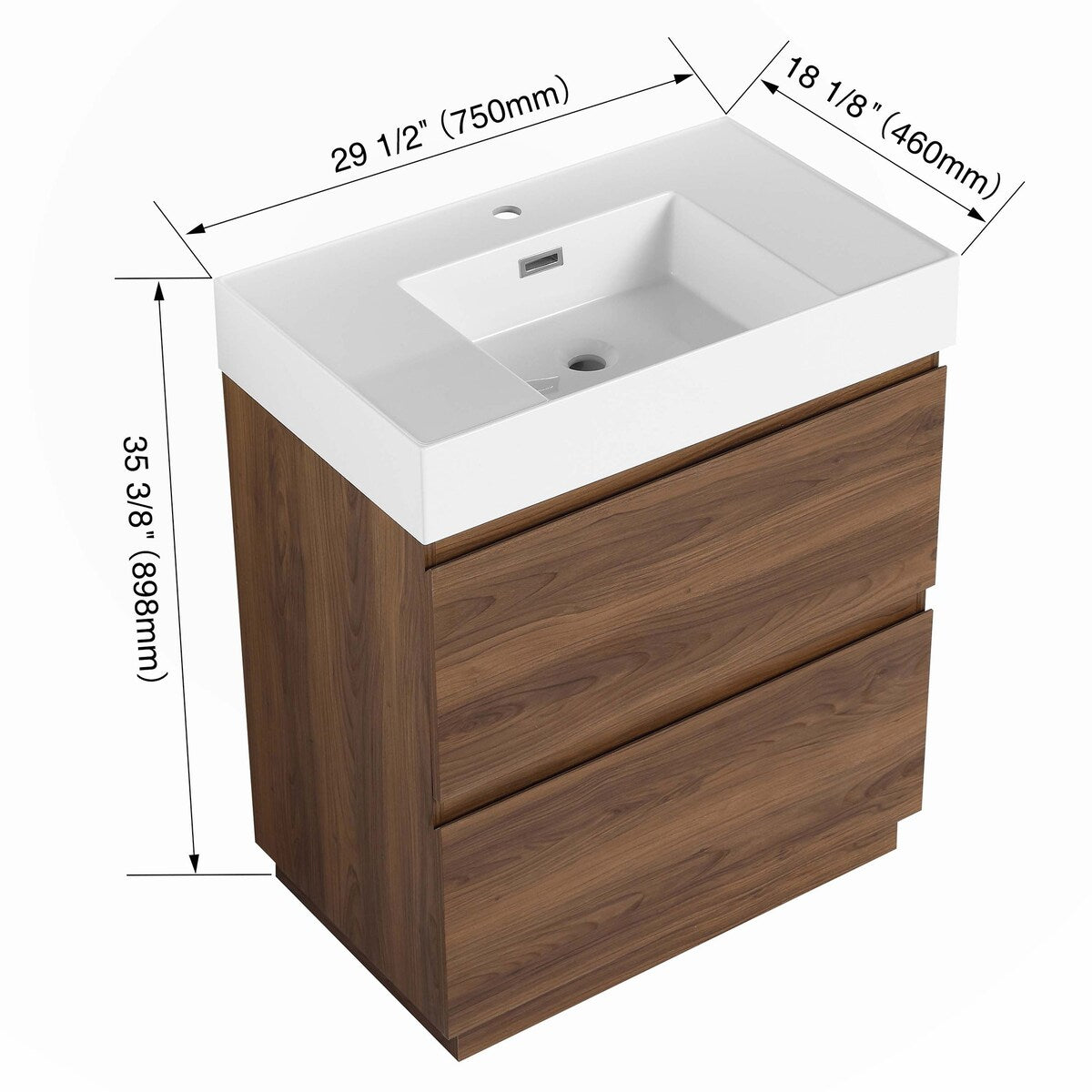 30" Bathroom Vanities with Single Sink Combo,Engineering wood