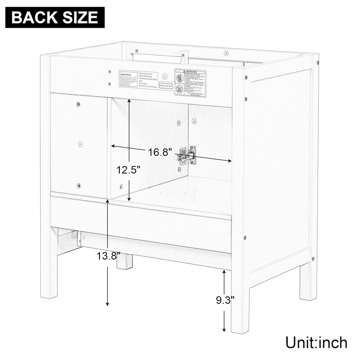 30" Bathroom Vanity Base Only, Solid Wood Frame, Bathroom Storage Cabinet with Doors and Drawers