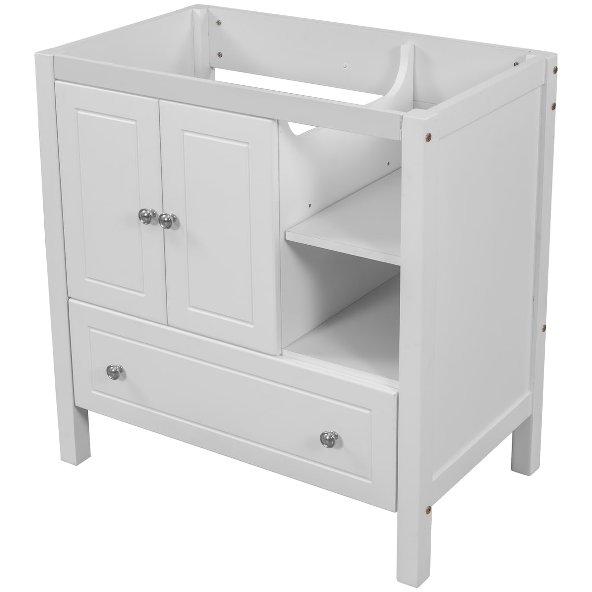 30" Bathroom Vanity Base Only, Solid Wood Frame, Bathroom Storage Cabinet with Doors and Drawers