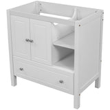30" Bathroom Vanity Base Only, Solid Wood Frame, Bathroom Storage Cabinet with Doors and Drawers