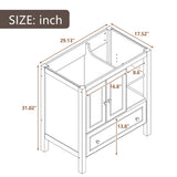30" Bathroom Vanity Base Only, Solid Wood Frame, Bathroom Storage Cabinet with Doors and Drawers
