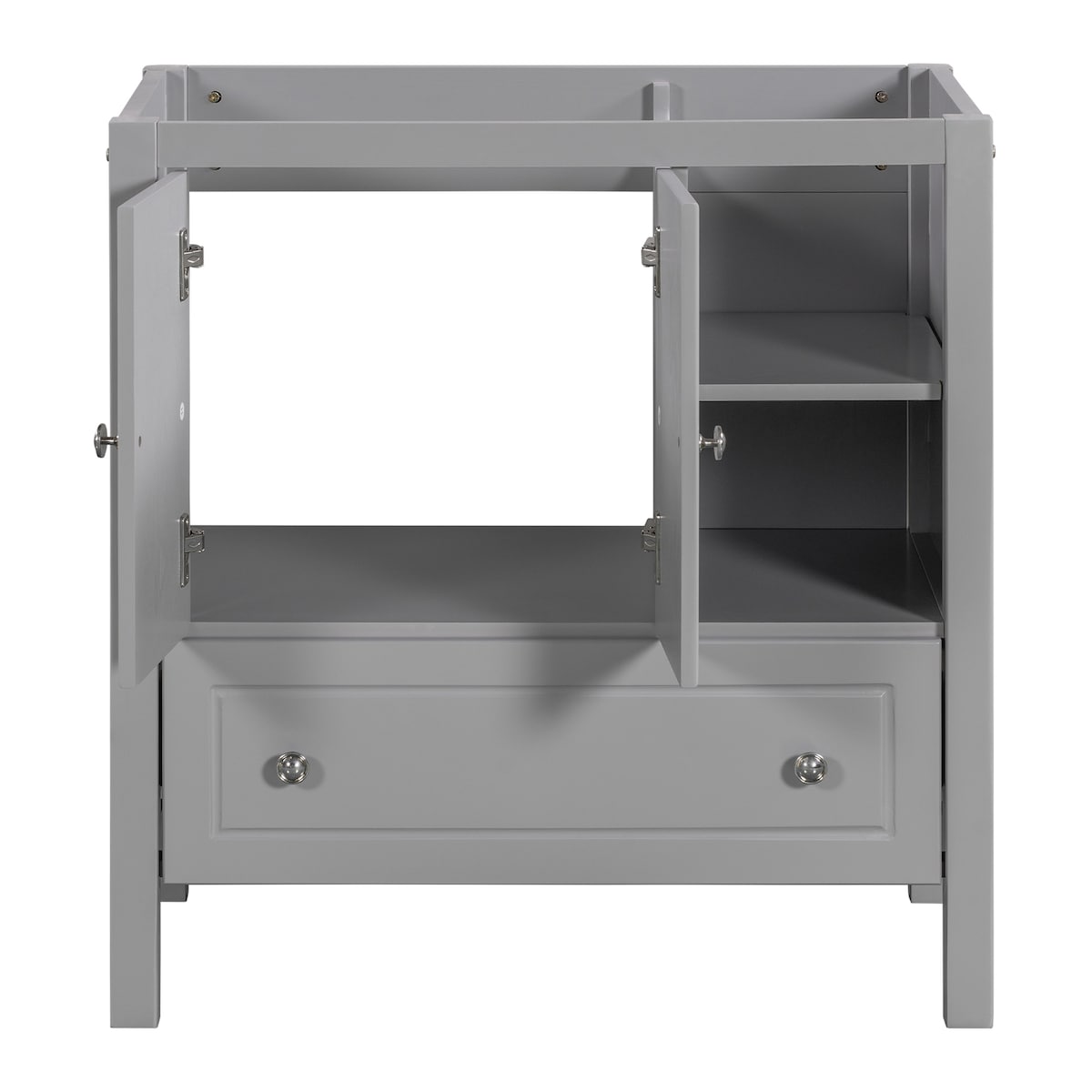 30" Bathroom Vanity Base Only, Solid Wood Frame, Bathroom Storage Cabinet with Doors and Drawers
