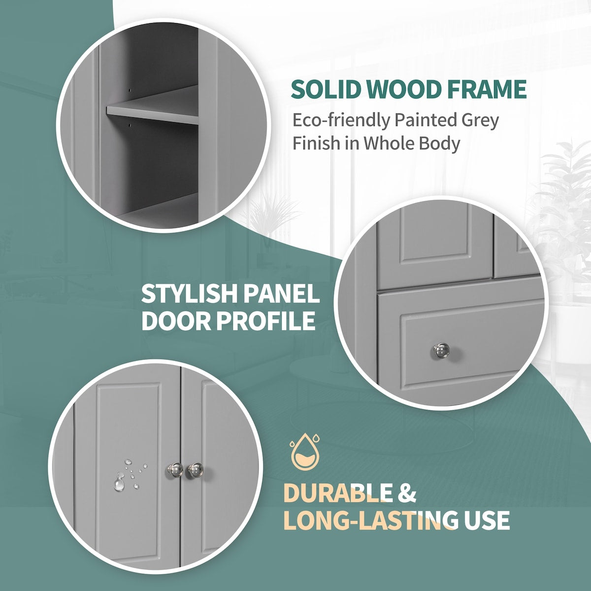 30" Bathroom Vanity Base Only, Solid Wood Frame, Bathroom Storage Cabinet with Doors and Drawers