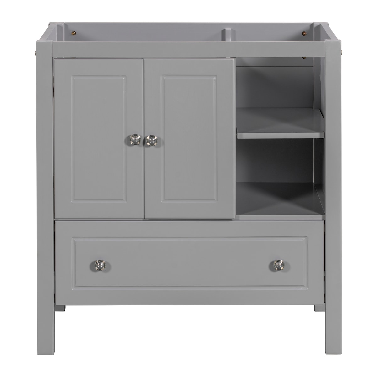 30" Bathroom Vanity Base Only, Solid Wood Frame, Bathroom Storage Cabinet with Doors and Drawers