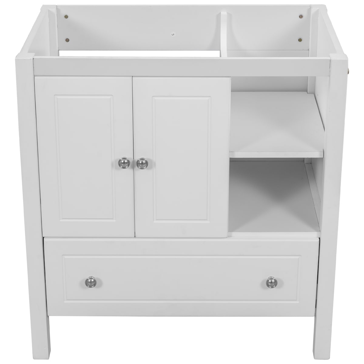 30" Bathroom Vanity Base Only, Solid Wood Frame, Bathroom Storage Cabinet with Doors and Drawers