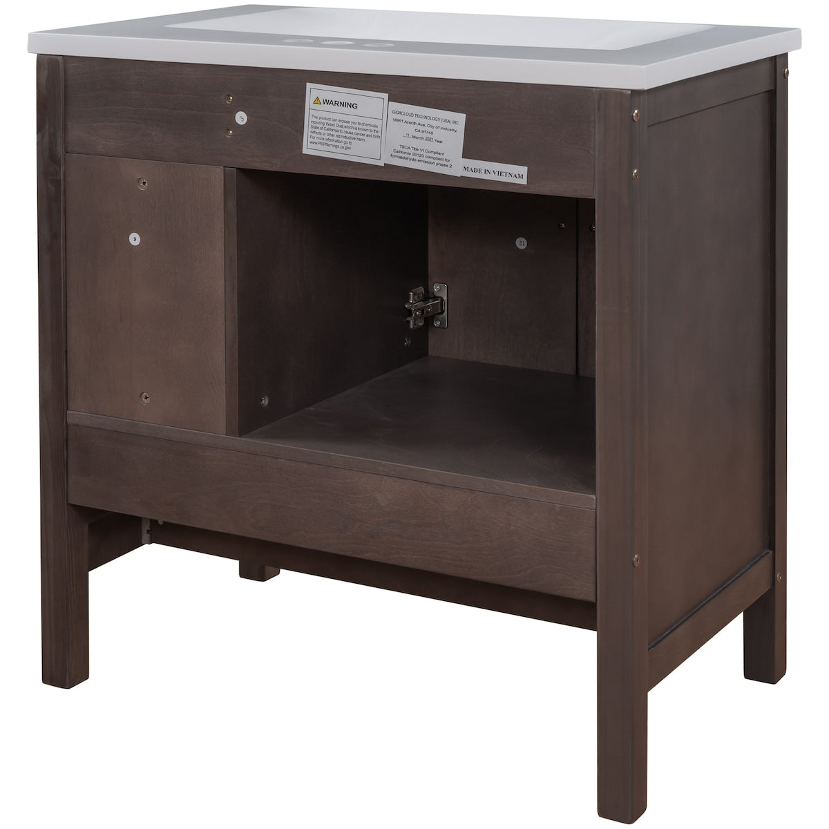 30" Bathroom Vanity Base Only, Solid Wood Frame, Bathroom Storage Cabinet with Doors and Drawers