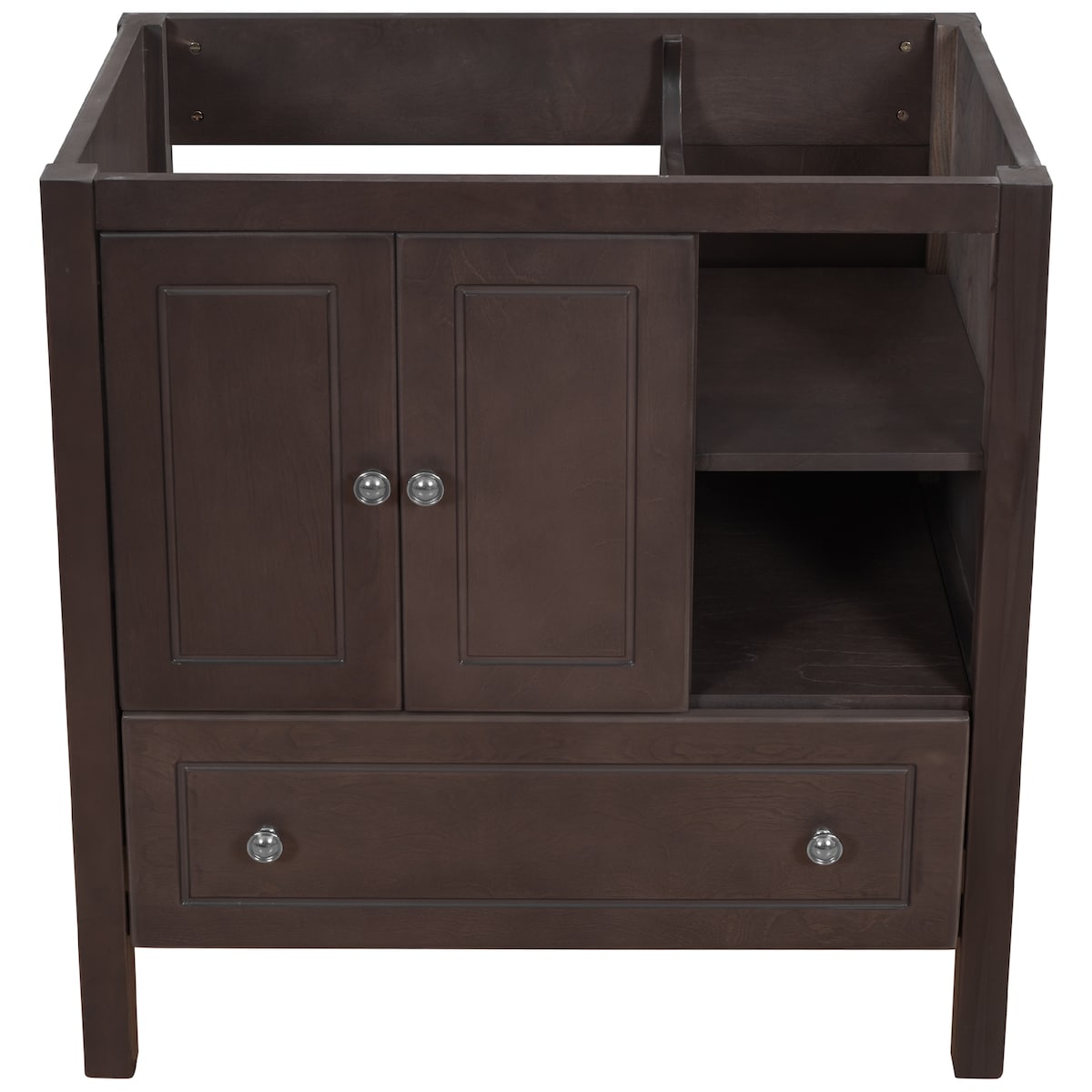 30" Bathroom Vanity Base Only, Solid Wood Frame, Bathroom Storage Cabinet with Doors and Drawers