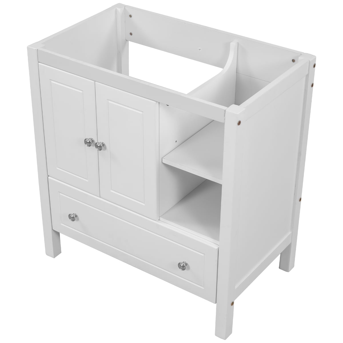 30" Bathroom Vanity Base Only, Solid Wood Frame, Bathroom Storage Cabinet with Doors and Drawers