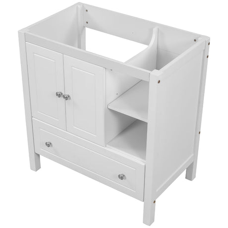 30" Bathroom Vanity Base Only, Solid Wood Frame, Bathroom Storage Cabinet with Doors and Drawers