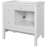 30" Bathroom Vanity Base Only, Solid Wood Frame, Bathroom Storage Cabinet with Doors and Drawers