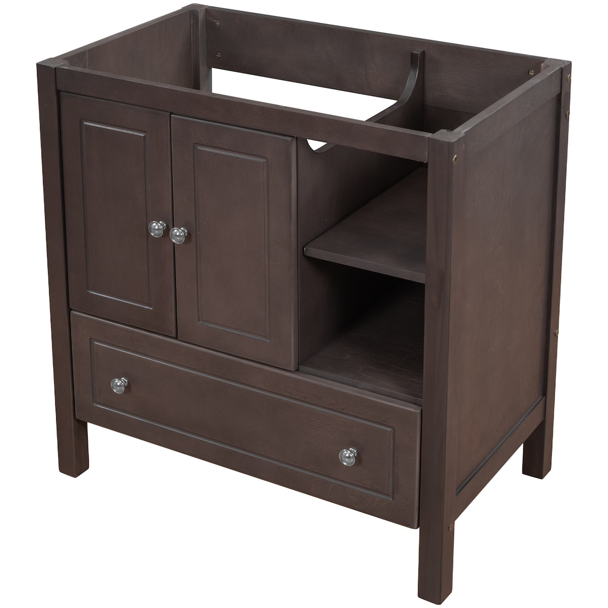 30" Bathroom Vanity Base Only, Solid Wood Frame, Bathroom Storage Cabinet with Doors and Drawers