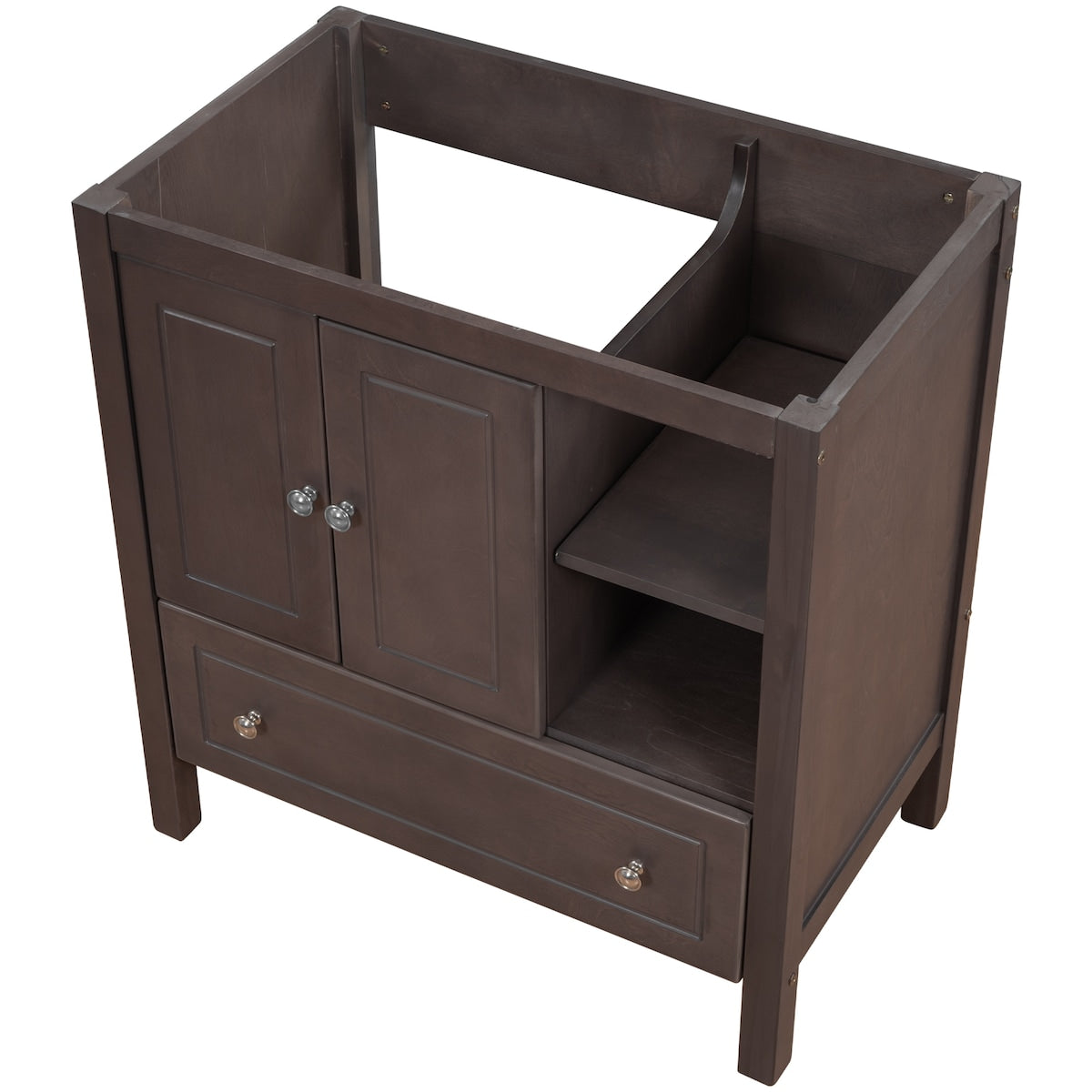 30" Bathroom Vanity Base Only, Solid Wood Frame, Bathroom Storage Cabinet with Doors and Drawers