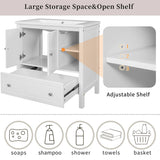 30" Bathroom Vanity Base Only, Solid Wood Frame, Bathroom Storage Cabinet with Doors and Drawers