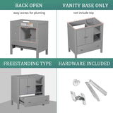30" Bathroom Vanity Base Only, Solid Wood Frame, Bathroom Storage Cabinet with Doors and Drawers