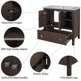 30" Bathroom Vanity Base Only, Solid Wood Frame, Bathroom Storage Cabinet with Doors and Drawers