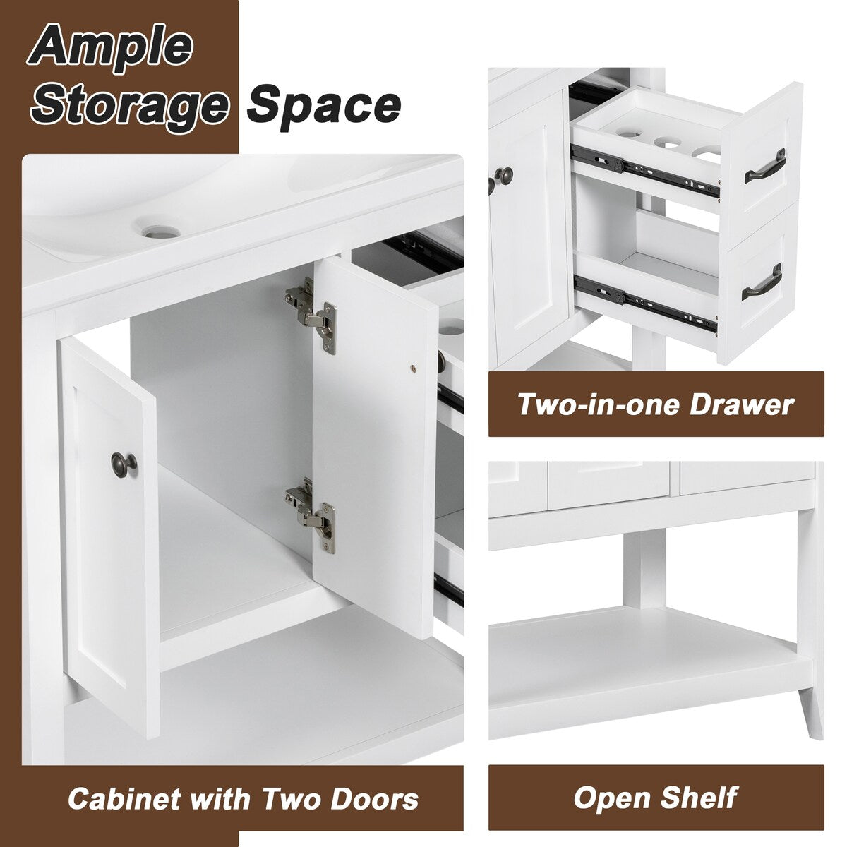 30" Bathroom Vanity Base with Multi-Functional Drawer