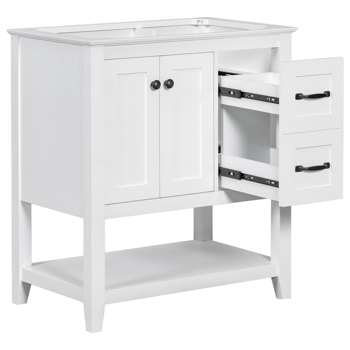 30" Bathroom Vanity Base with Multi-Functional Drawer