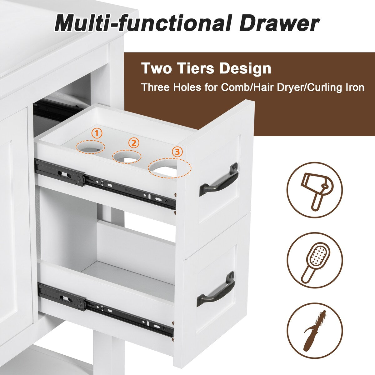 30" Bathroom Vanity Base with Multi-Functional Drawer