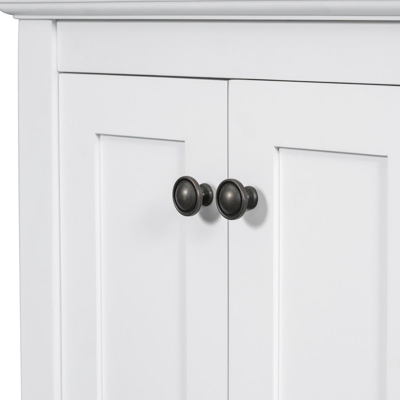 30" Bathroom Vanity Cabinet with Ceramic Sink Top, Multi-Functional Drawer, and Solid Wood Legs