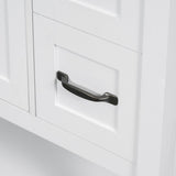 30" Bathroom Vanity Cabinet with Ceramic Sink Top, Multi-Functional Drawer, and Solid Wood Legs