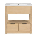 30" Bathroom Vanity Cabinet with Open Storage Shelf and Two Drawers