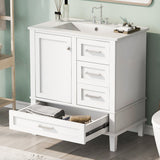 30" Bathroom Vanity Cabinet with Sink Combo Set, Bathroom Storage Cabinet with a Soft Closing Door and 3 Drawers, Solid Wood