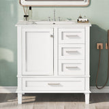 30" Bathroom Vanity Cabinet with Sink Combo Set, Bathroom Storage Cabinet with a Soft Closing Door and 3 Drawers, Solid Wood