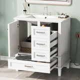 30" Bathroom Vanity Cabinet with Sink Combo Set, Bathroom Storage Cabinet with a Soft Closing Door and 3 Drawers, Solid Wood
