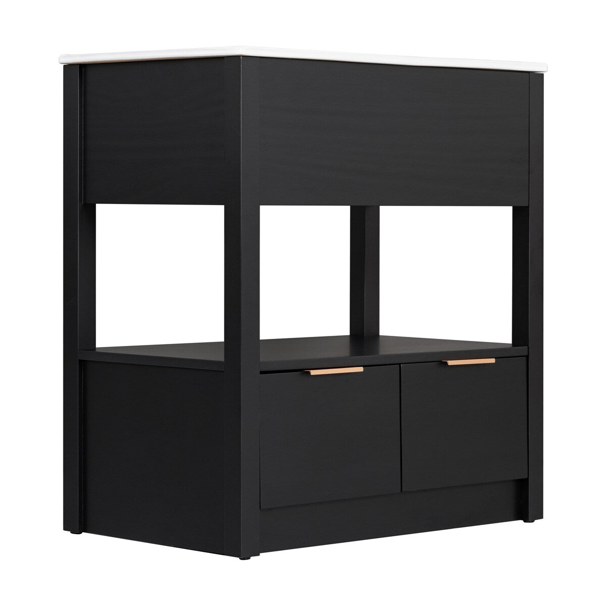 30" Bathroom Vanity with Ceramic Sink Top，Freestanding Storage Bathroom Cabinet with OpenShelf and Drawers