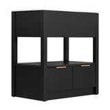 30" Bathroom Vanity with Ceramic Sink Top，Freestanding Storage Bathroom Cabinet with OpenShelf and Drawers