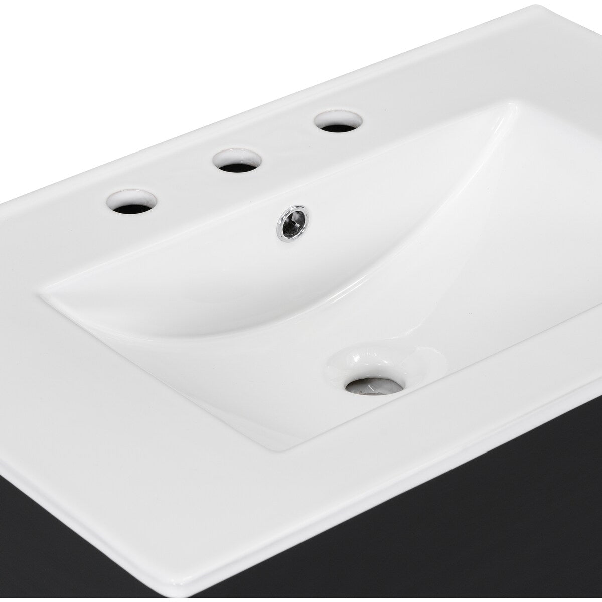 30" Bathroom Vanity with Ceramic Sink Top，Freestanding Storage Bathroom Cabinet with OpenShelf and Drawers