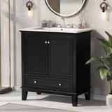 30" Bathroom Vanity with Sink Combo, Multi-functional Bathroom Cabinet with Doors and Drawer