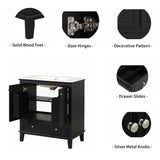 30" Bathroom Vanity with Sink Combo, Multi-functional Bathroom Cabinet - Black